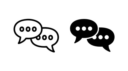 Two overlapping speech bubbles icon representing communication and conversation in black and white