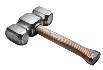 Metal sledge hammer in 3D rendering isolated for tool display.