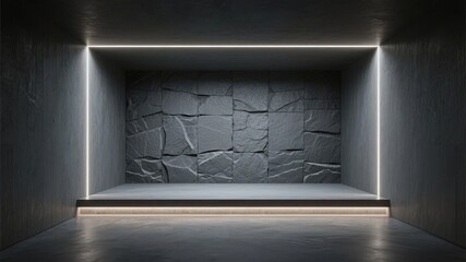 Modern Display Niche with Stone Wall and LED Lighting
