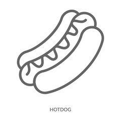 Hotdog Icon Line Style. Design Vector Illustration