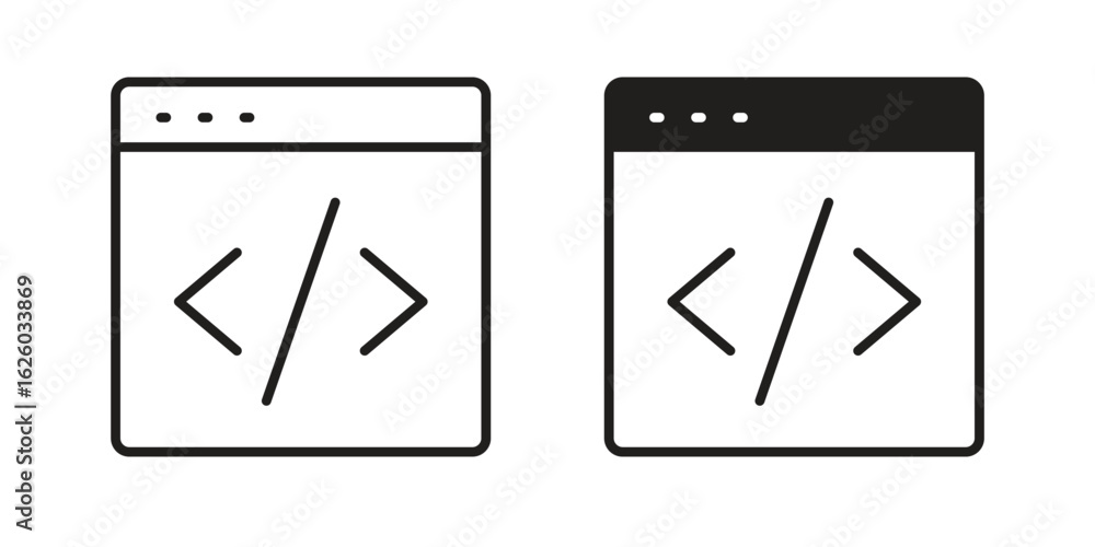 Wall mural web code icon sign symbol and flat style for app, web and digital design.