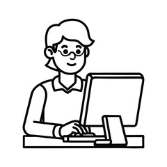 Linear Programmer at Work — Coding on Computer Illustration