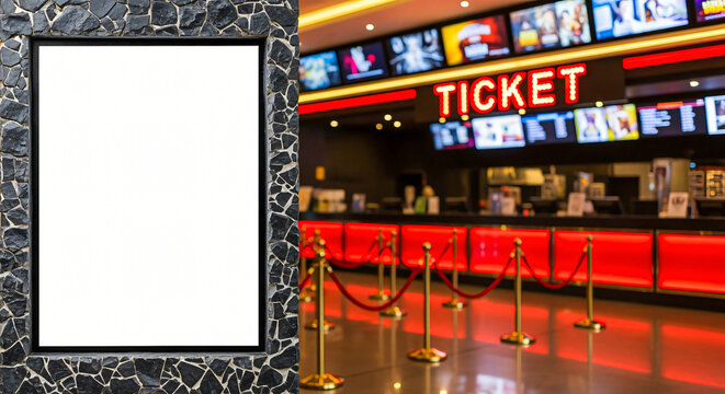 Movie Theater Blank Poster and Ticket Counter