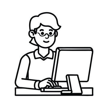 Linear Programmer at Work &mdash; Coding on Computer Illustration