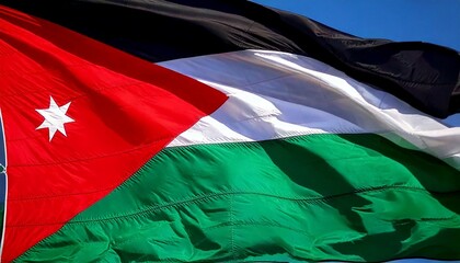 Jordanian Flag Waving in the Wind