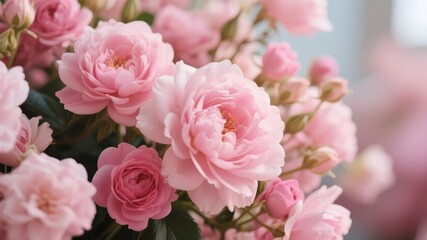 Bouquet of Soft Pink Roses in Full Bloom