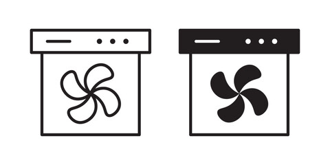 Convection turbofan stove icon sign symbol and flat style for app, web and digital design.