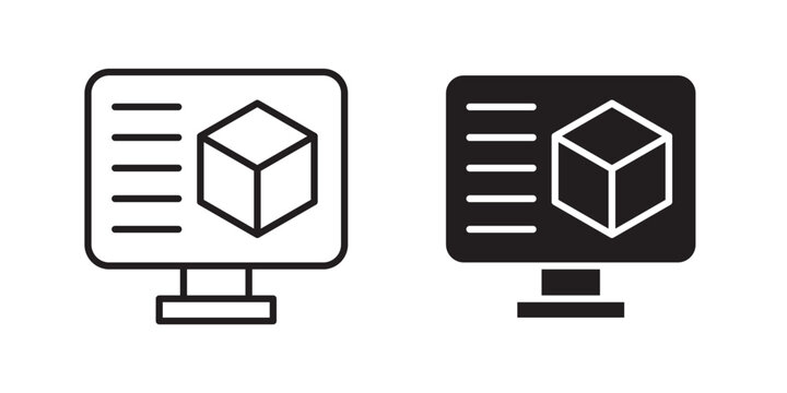 Computer simulation icon sign symbol and flat style for app, web and digital design.