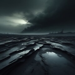 Ocean sunset seascape with dramatic clouds and waves