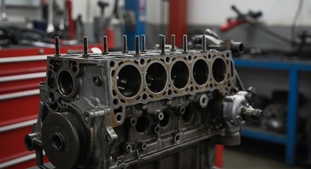 Fototapeta premium 精密に組み立てられたエンジンの美しい姿