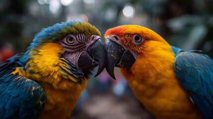 People feeding colorful parrots at Wroclaw Zoo aviary, vibrant feathers, birds landing on arms, tropical plants background zoo aviary, parrots feeding, zoo experience, colorful bir