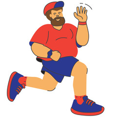 plus size men high five while running illustration
