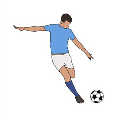 Football Player Kicking Soccer Ball Illustration, Male Soccer Player in Action Pose Flat Design