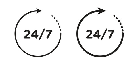 24 7 icon sign symbol and flat style for app, web and digital design.