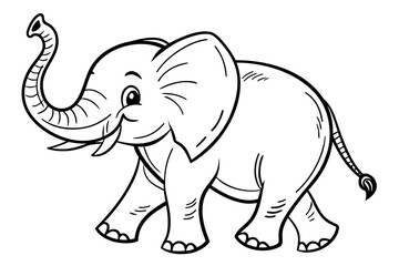 Obraz premium Coloring Pages, baby elephant with big ears, cartoon style, uncolored