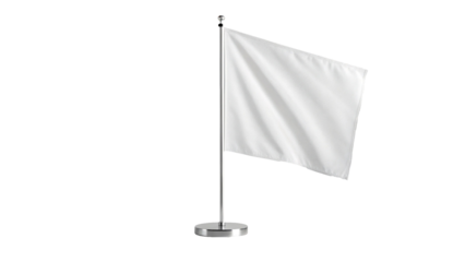 White surrender flag on pole isolated on white background symbolizing peace or truce
