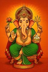 Ganesh chaturthi poster illustration in vector style.