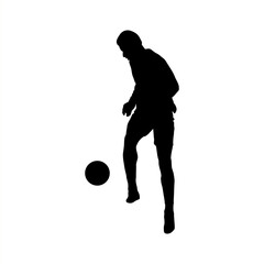 Football Player Silhouette Kicking Ball, Soccer Silhouette in Action with Ball