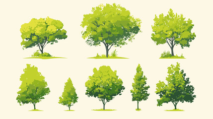 Fototapeta premium Diverse Tree Collection: A vibrant illustration of various tree forms, showcasing the beauty of nature. Including multiple forms, offering a wealth of visual elements.