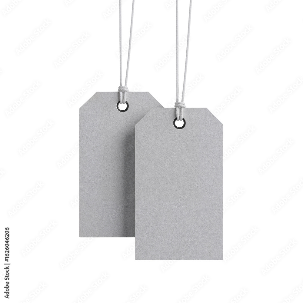 Poster elegant paper tags suspended against a minimalist plane emphasizing clean design elements and