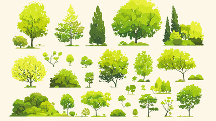 Verdant Variety: A vibrant array of individual trees and shrubs, showcasing the diverse beauty and forms of flora. Ideal for landscape design.