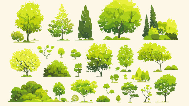 Verdant Variety: A vibrant array of individual trees and shrubs, showcasing the diverse beauty and forms of flora. Ideal for landscape design.