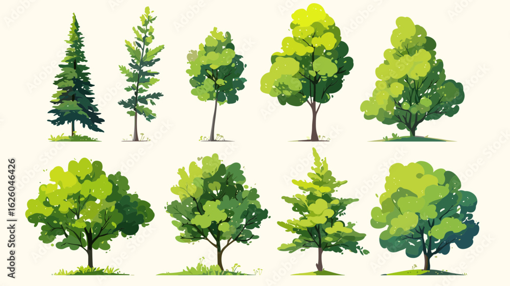 Aufkleber diverse array of trees: a visual anthology of distinct tree species, each displaying unique characte