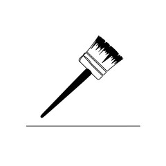 Black and White Minimalist Paintbrush Creating a Line, Angled Downwards Vector Icon