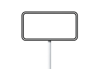 Blank rectangular sign on a pole, isolated on white background