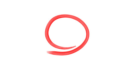 Abstract red circular stroke with hand-drawn brush style on transparent background for modern art and design accents