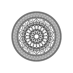 Black and White Mandala Vector Illustration | Intricate Geometric Pattern | Zentangle Inspired Design.
