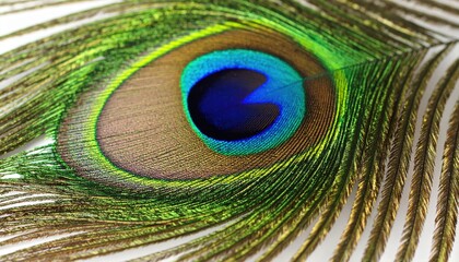 Naklejka premium Closeup Peacock Feather With Vibrant Colors