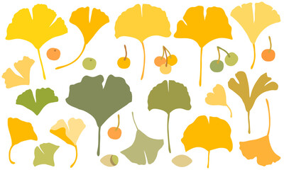 かわいいイチョウの素材セット