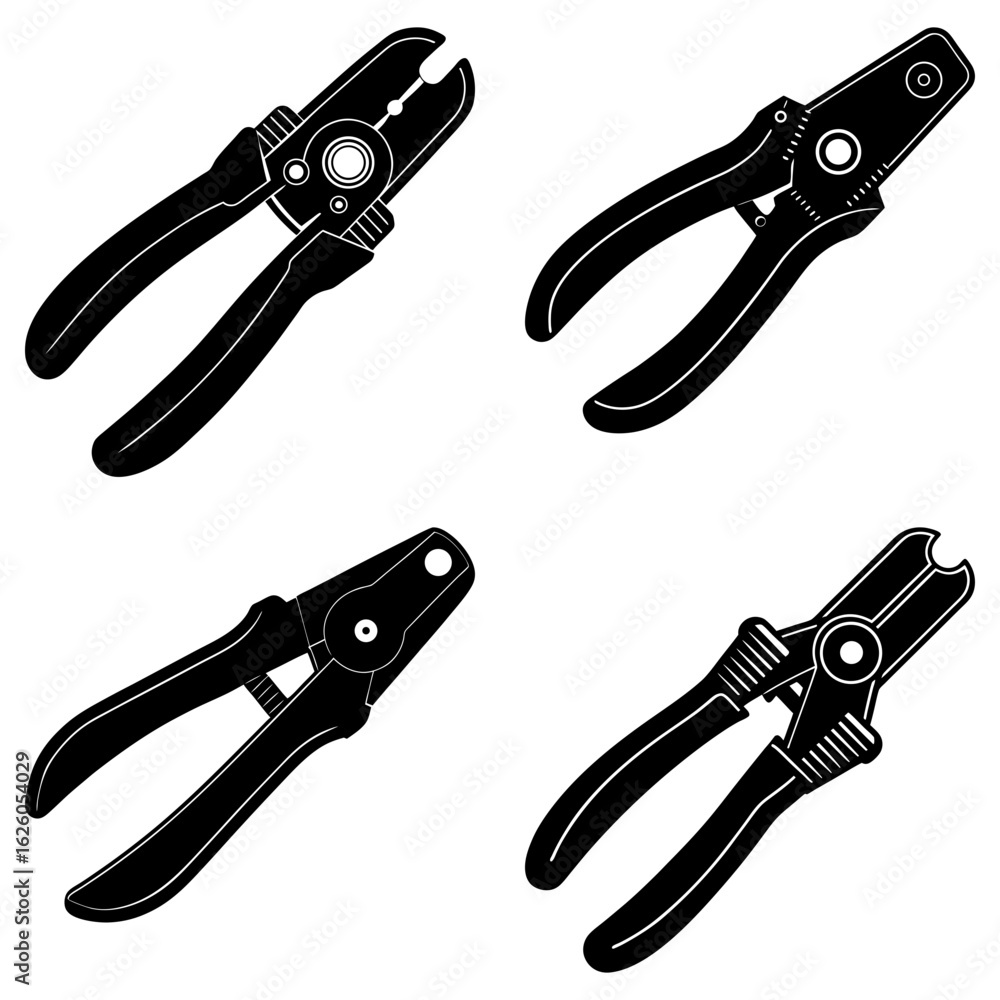 Aufkleber four black wire strippers in different styles displayed against a white background in a tiled patter