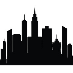 Urban cityscape silhouette with diverse modern skyscrapers vector