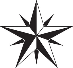 Obraz premium Gothic Neo-Tribal Star Icon Set, Minimal Dark Vector Design, Star Silhouette Vector Icon.