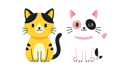 Cartoon cats vector illustration cute kitten design pet animals drawing graphic