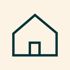 An isolated house icon vector illustration with a roof, window, and door, symbolizing property and real estate
