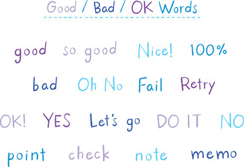 手書きOK・YES・NOなど一言英語フレーズセット　サインペン風｜クールトーン