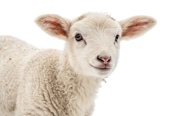 Fototapeta premium Close up of a cute baby lamb isolated on transparent background