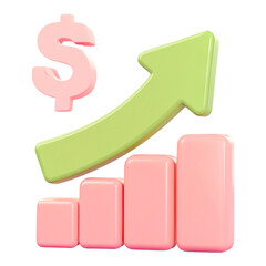 Pastel-colored graphic of a rising dollar graph, symbolizing financial growth.