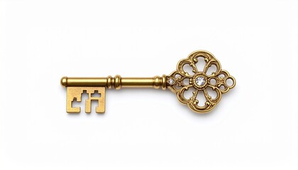 golden key isolated on white background