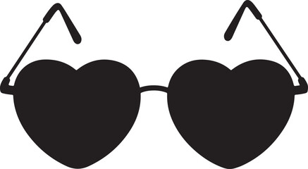 Black silhouette of heart shaped sunglasses on white background fashion accessory