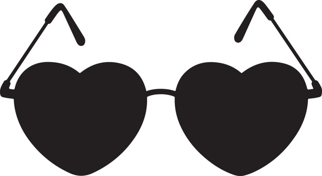 Black silhouette of heart shaped sunglasses on white background fashion accessory