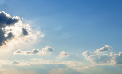 beautiful blue sky with soft white clouds for abstract background