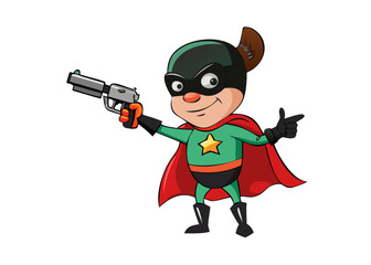 Super hero cartoon gun shot