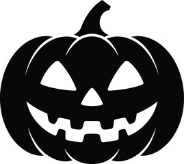 Black silhouette of a spooky jack o lantern pumpkin for halloween