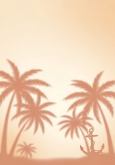 Tranquil tropical scene showcasing shadowed palm trees and a subtle anchor symbol evokes coastal