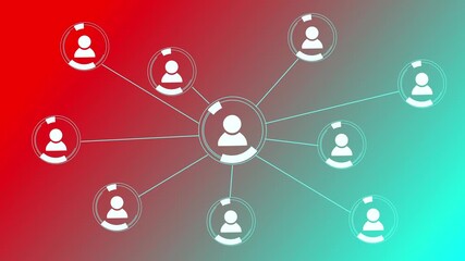 Animation of network of connections with people icons with glowing spots Social networking service. Global communication network Business people social network. networking, social connection concept. - Powered by Adobe