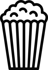Simple outline icon of a popcorn box filled with popcorn